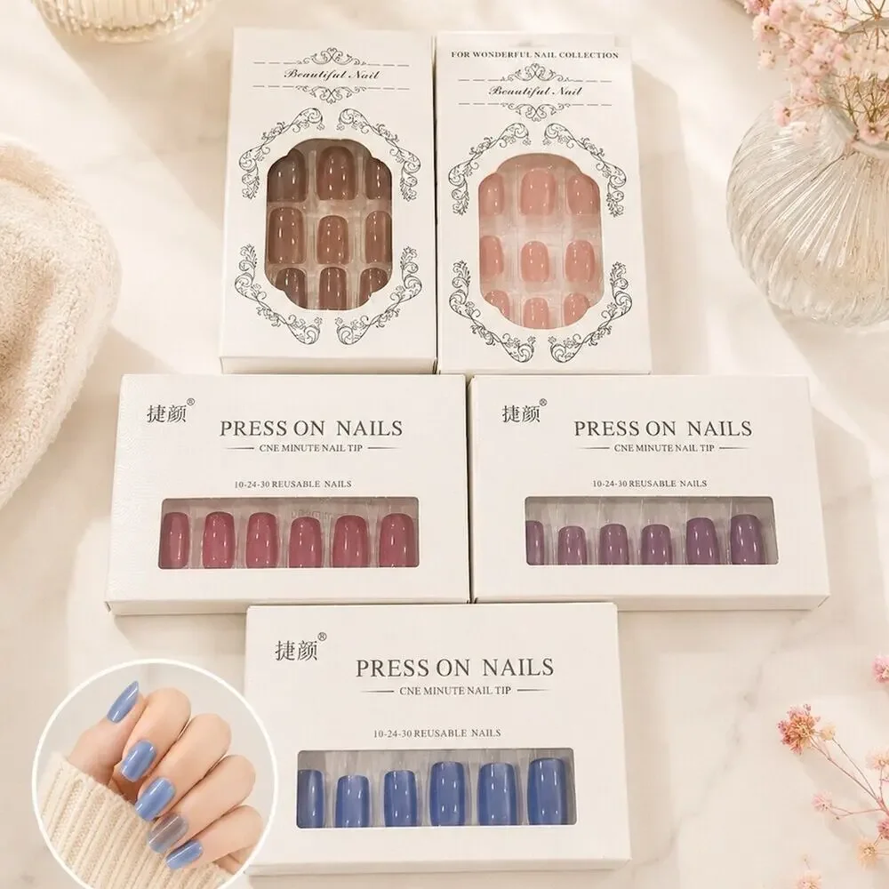5 Nails Set Lot bundle Reusable Glue-On Nail Tips cute gift 22/24 per pack